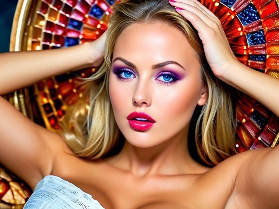 Portrait of a Woman with Blonde Hair and Bold Makeup