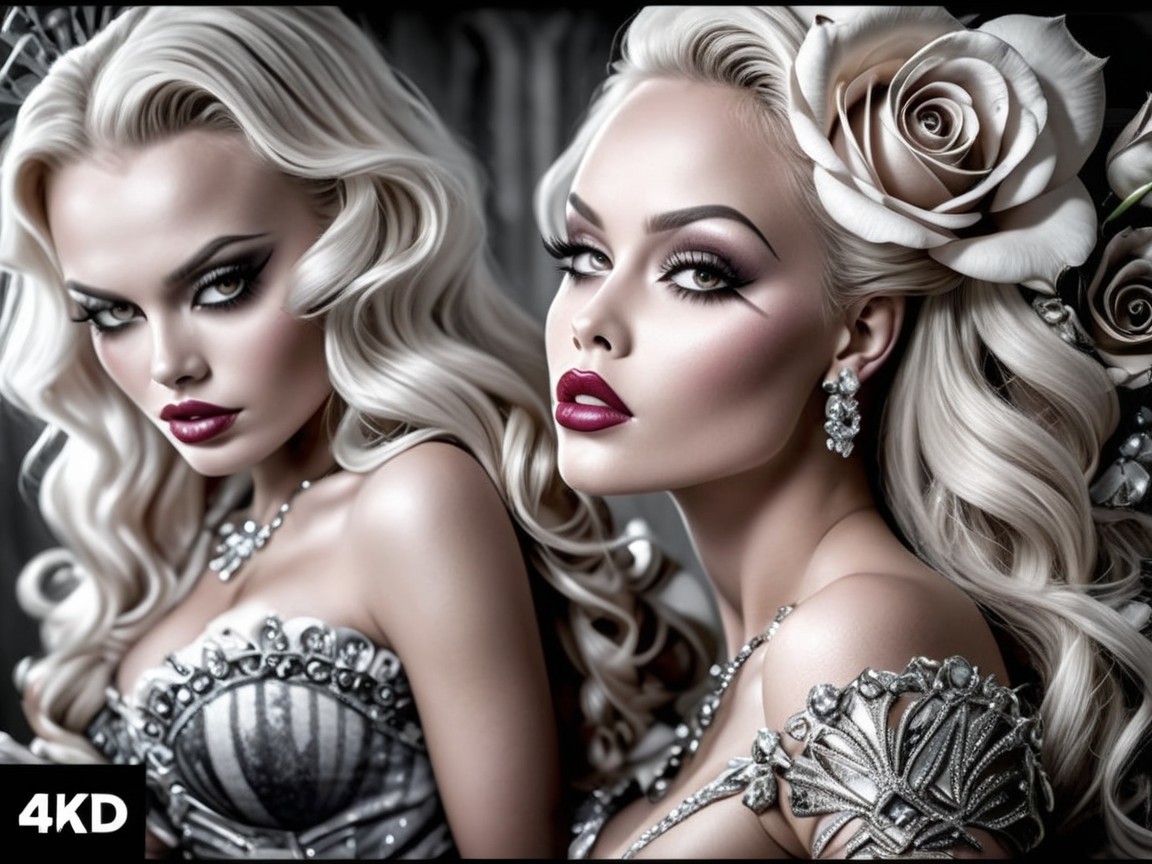 Glamorous Women with Stylish Hair and Elegant Outfits
