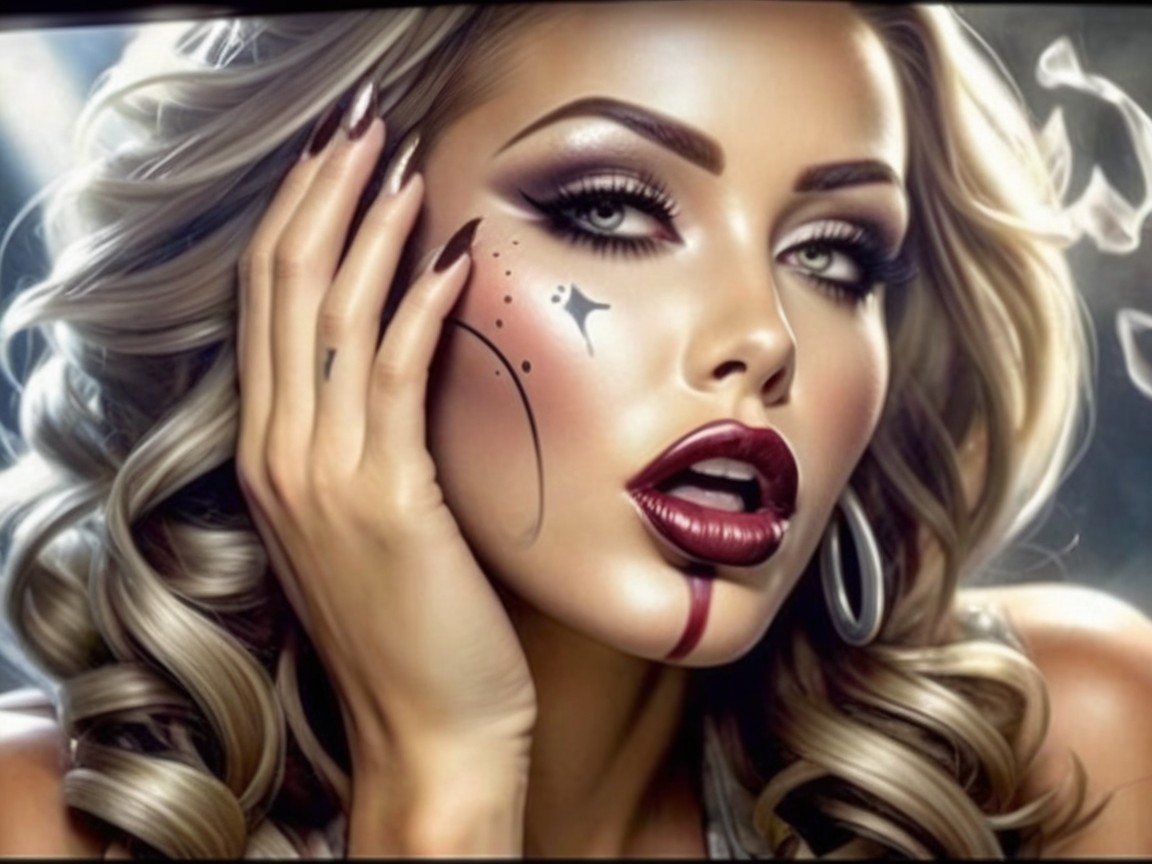 Striking woman with glamorous makeup and wavy blonde hair