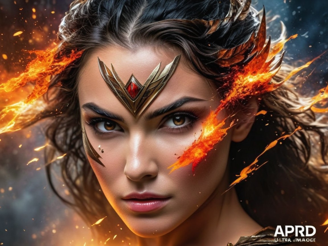 Portrait of a Female Warrior in Golden Armor