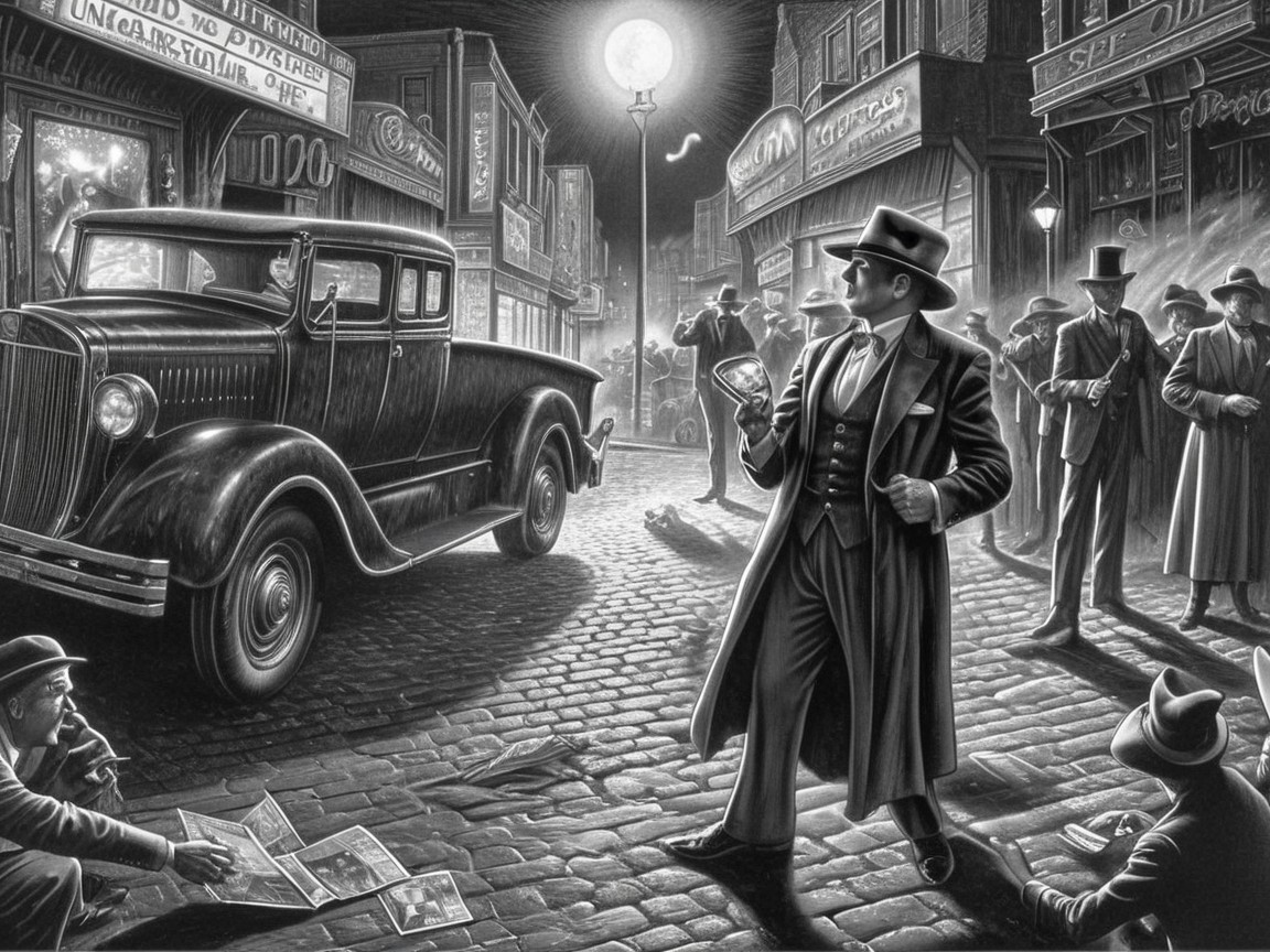 1930s Street Scene with Well-Dressed Man and Car