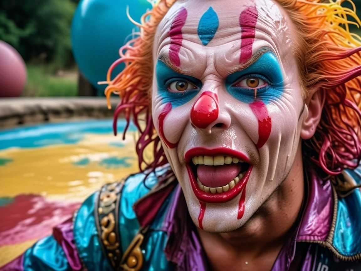 Vibrant Clown with Colorful Costume and Playful Atmosphere