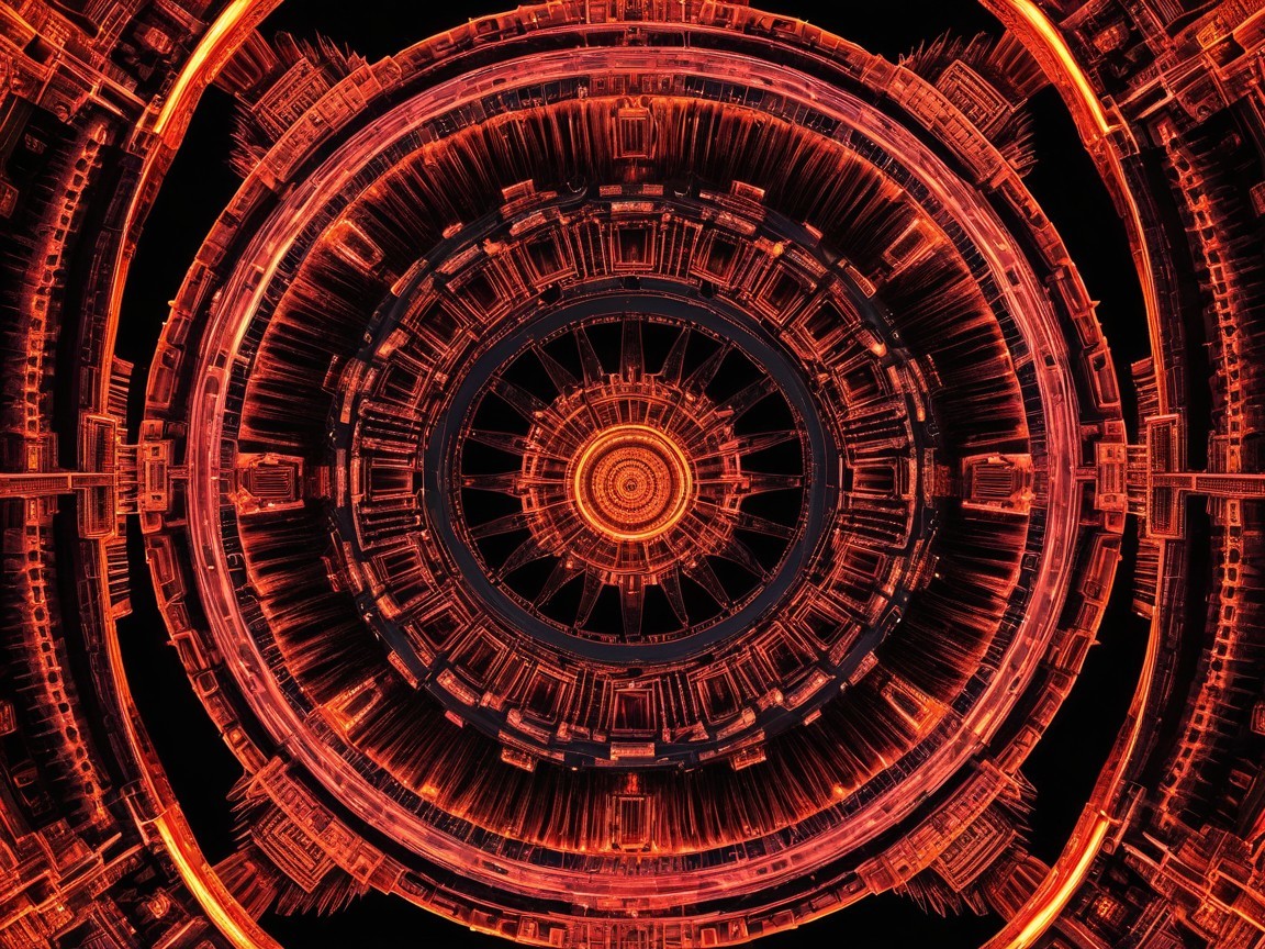 Intricate Circular Design in Fiery Red and Orange