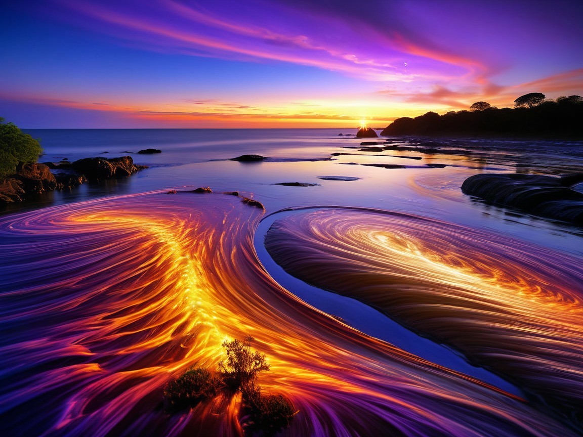 Vibrant Sunset Over Serene Ocean Landscape