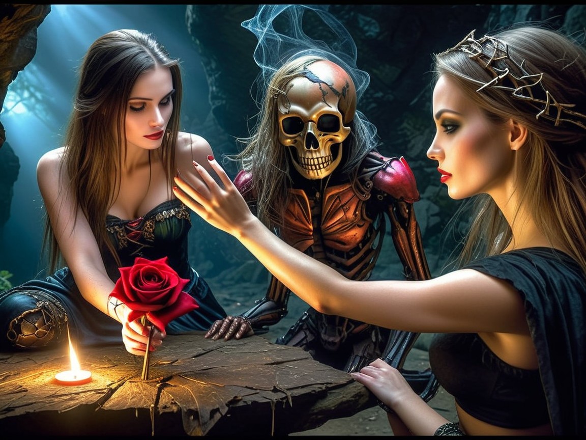 Enchanting Women in a Mystical Cavern Setting