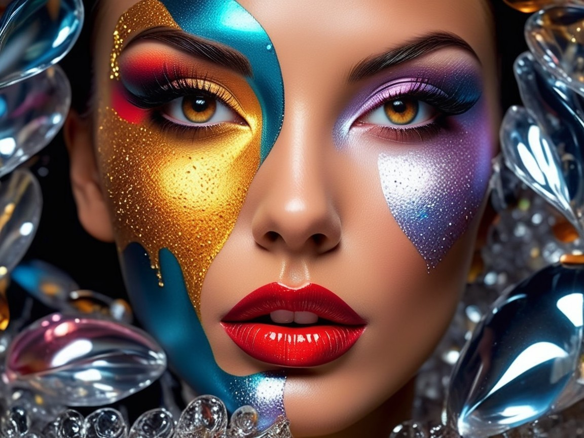 Beauty Portrait with Artistic Face Paint Design