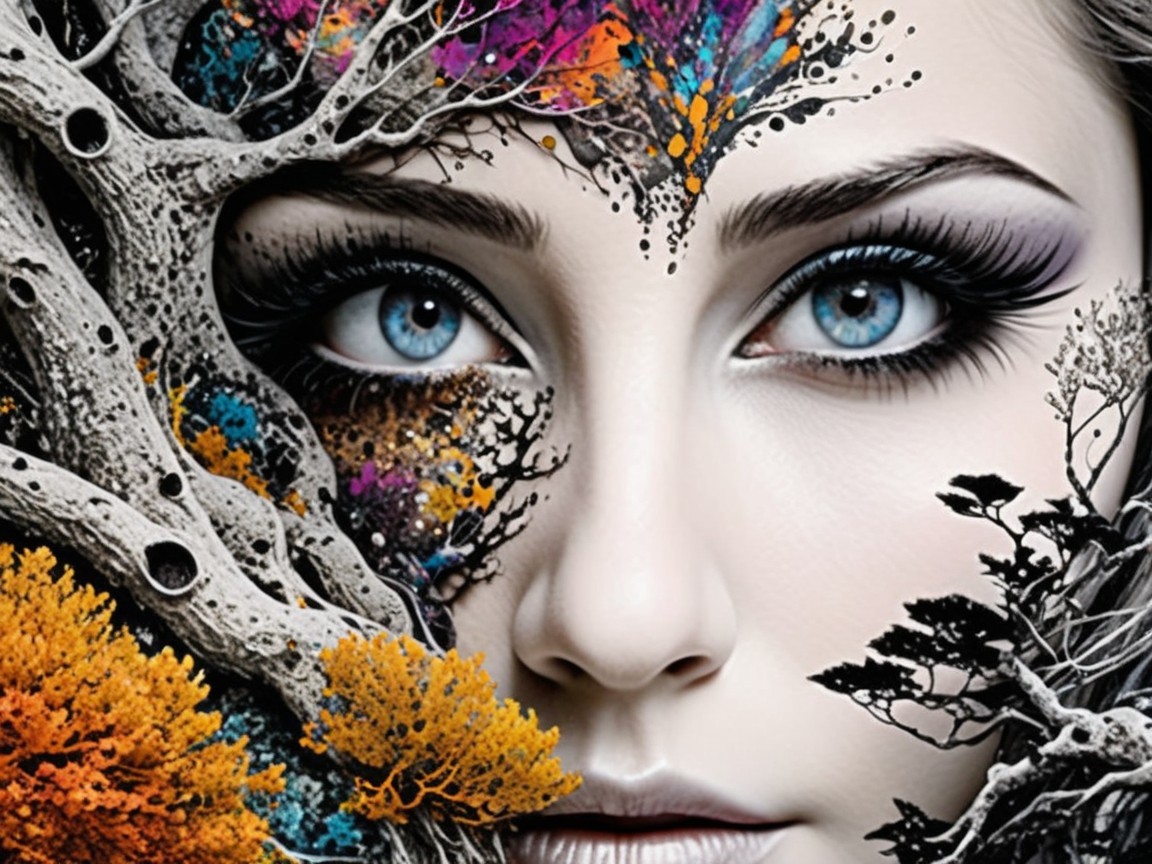 Vibrant Portrait with Nature's Embrace