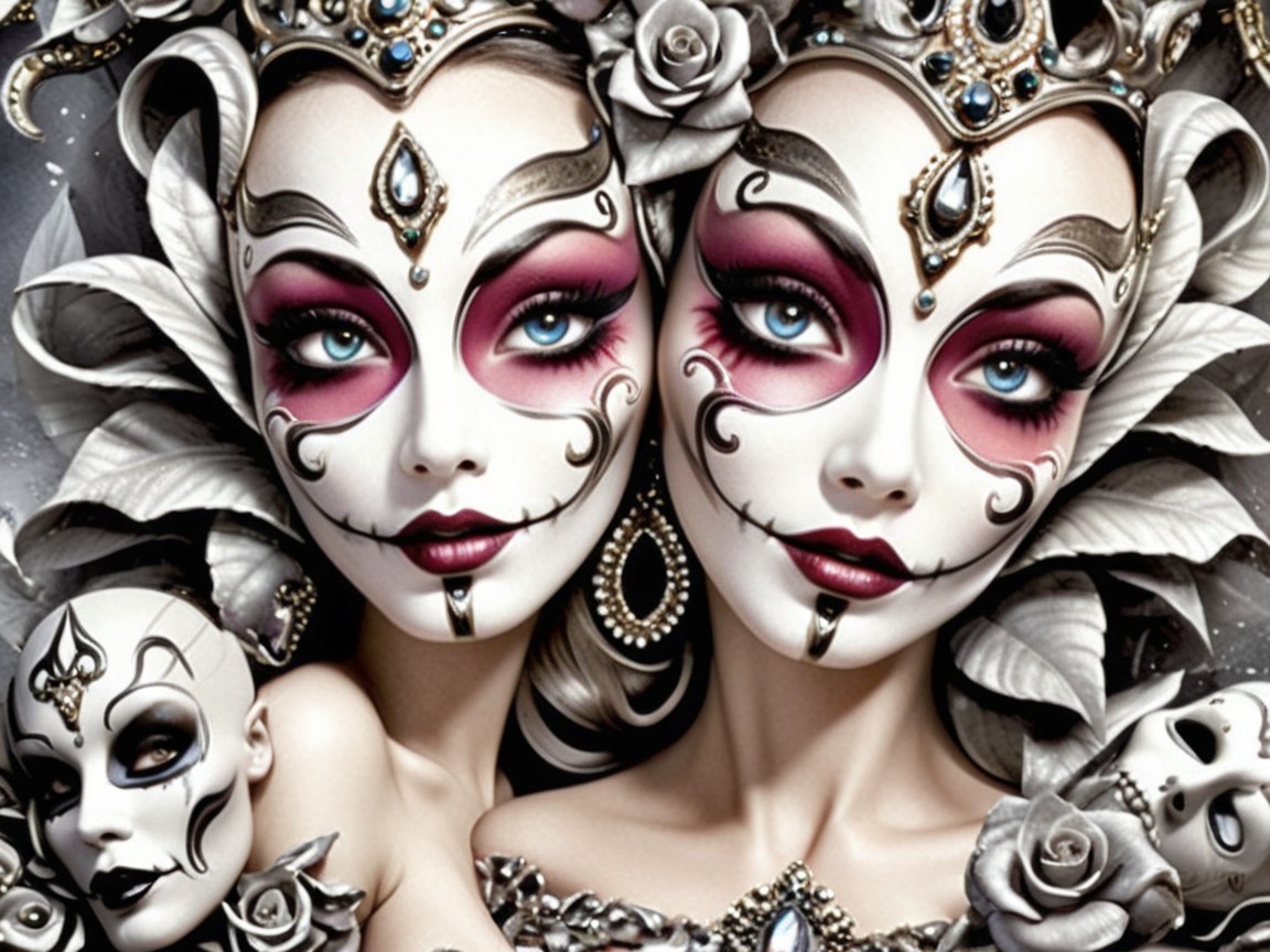 Ethereal Figures with Intricate Makeup and Adornments