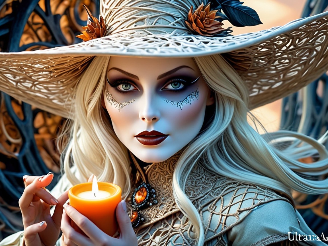 Whimsical Figure with Straw Hat and Candle Glow