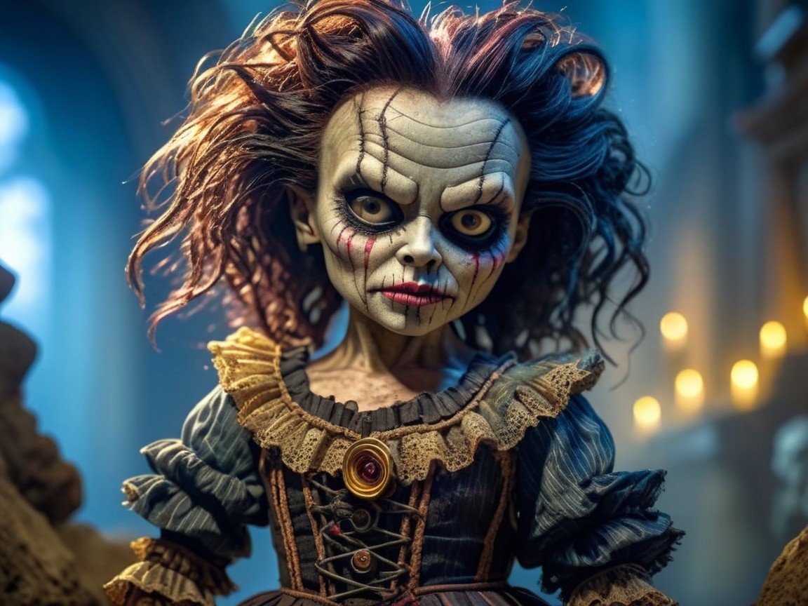 Hauntingly Detailed Doll with Eerie Expression and Style