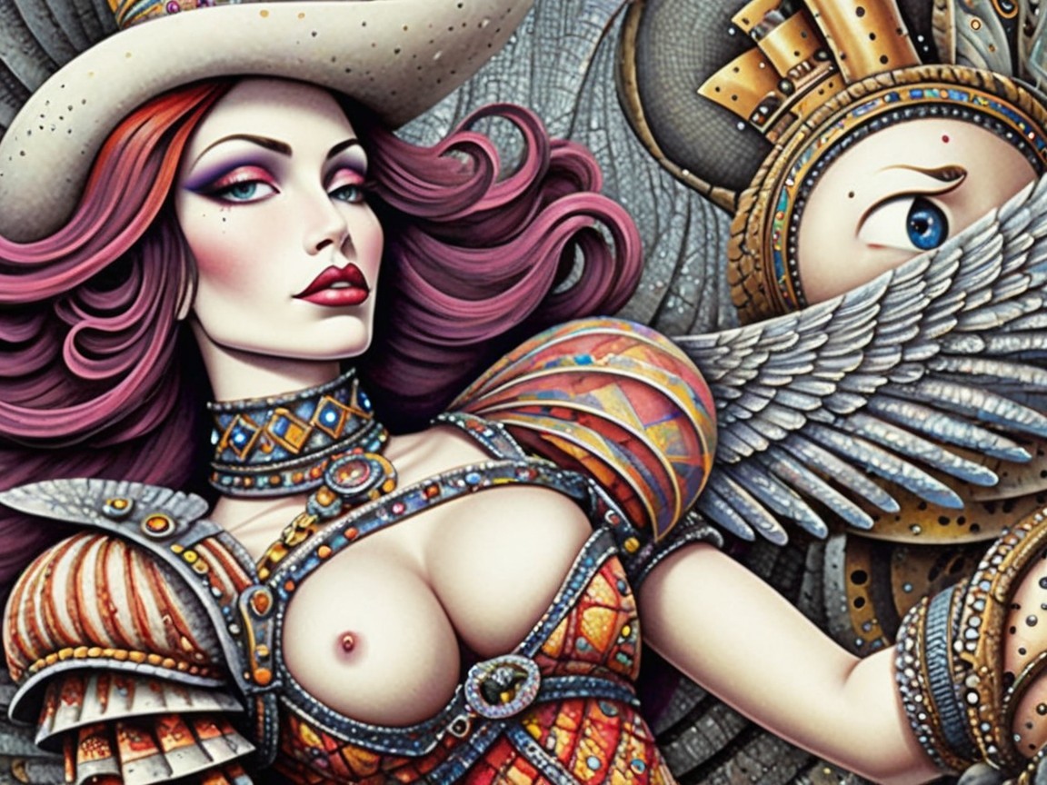 Stylized Woman in Elaborate Armor with Wings