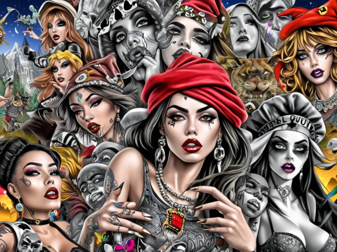 Collage of Diverse Female Figures in Artistic Styles