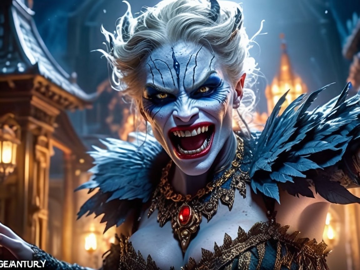 Fierce Character in Gothic Setting with Ethereal Light