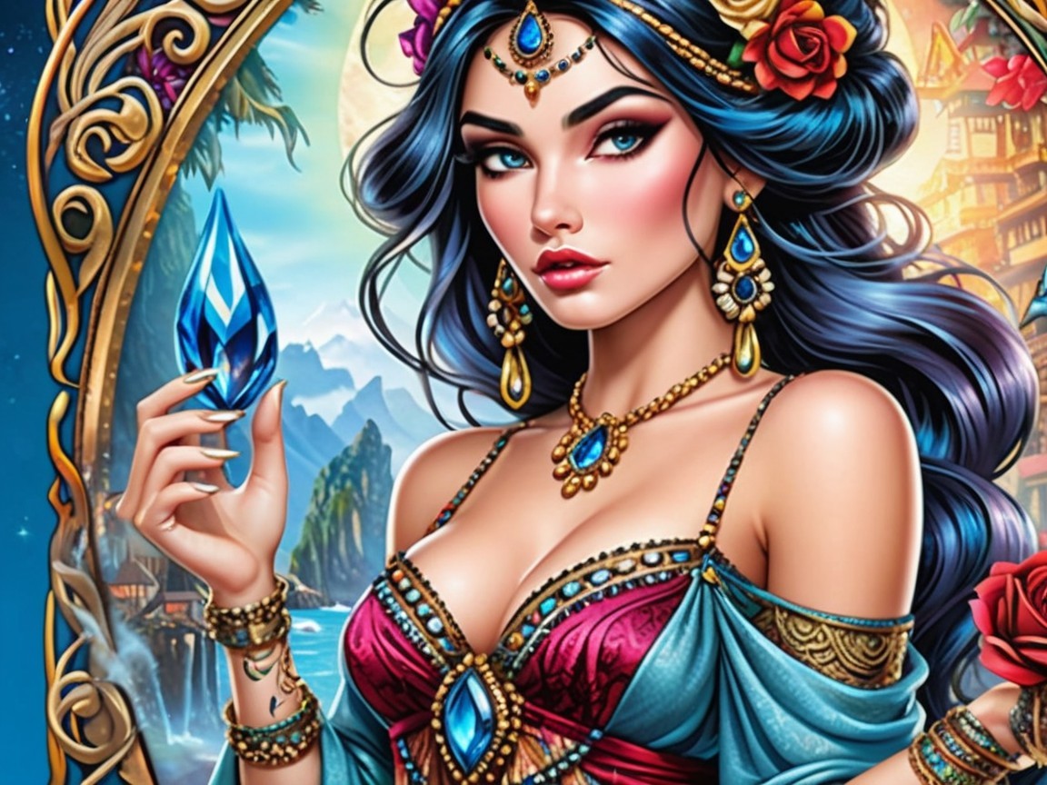 Confident Woman with Blue Hair and Colorful Outfit