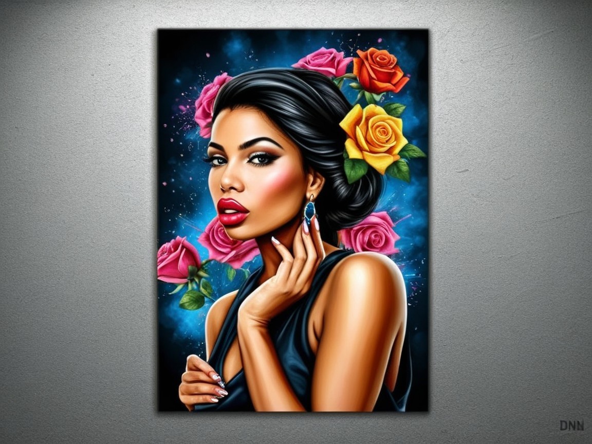 Elegant Woman with Floral Background in Modern Portrait