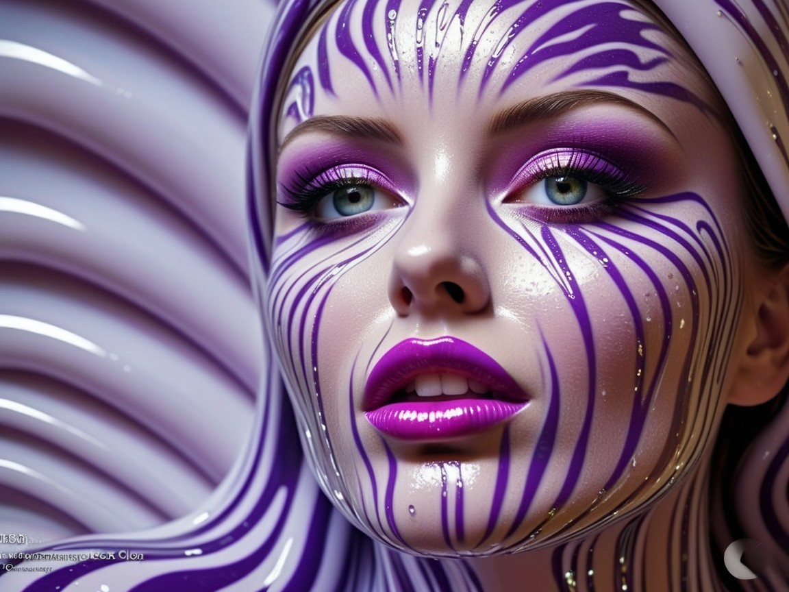 Close-up of Model with Vivid Makeup and Patterns