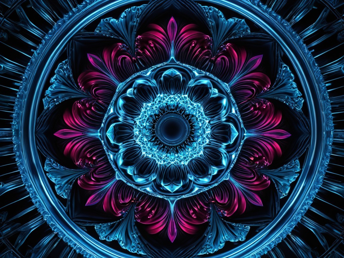 Intricate Circular Design with Floral Motif and Colors