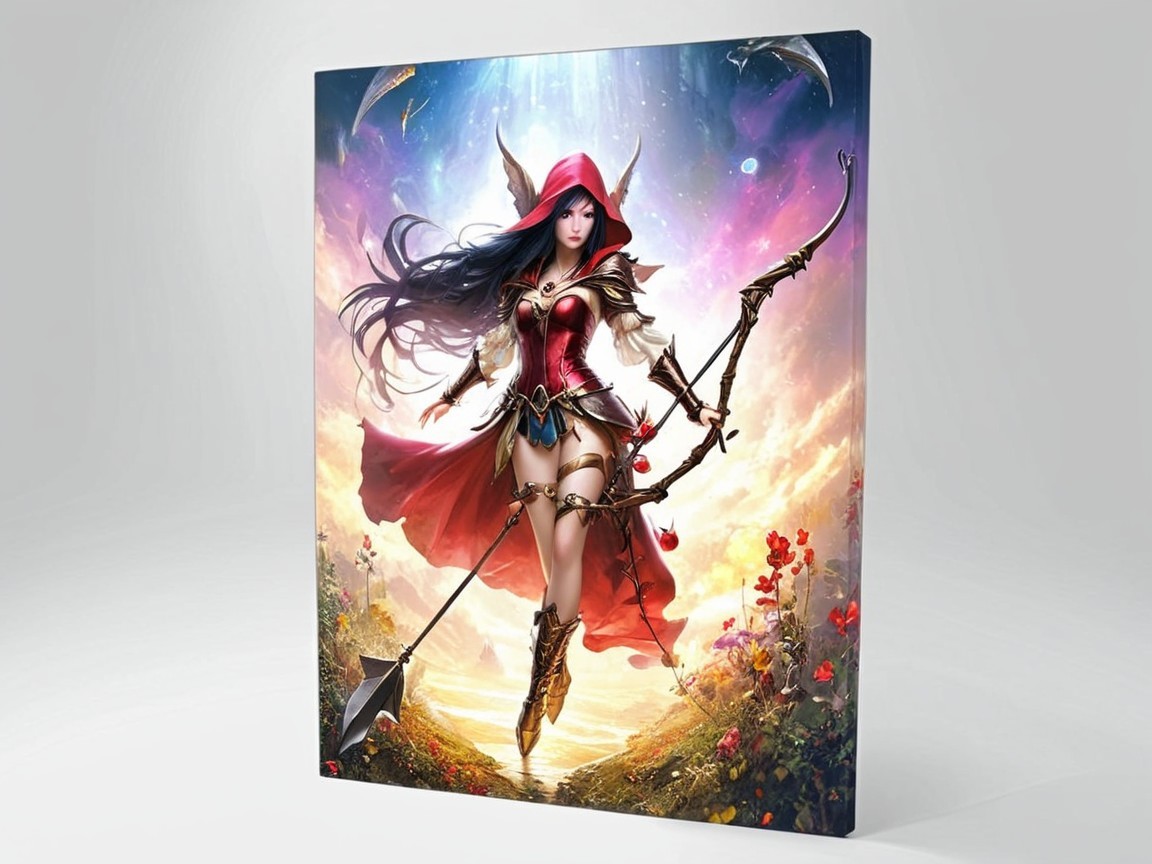Fantasy Character with Bow in Enchanting Landscape