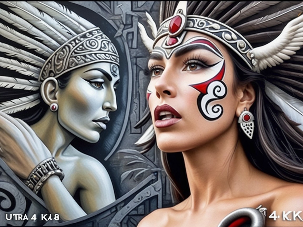 Artistic Representation of Woman with Face Paint
