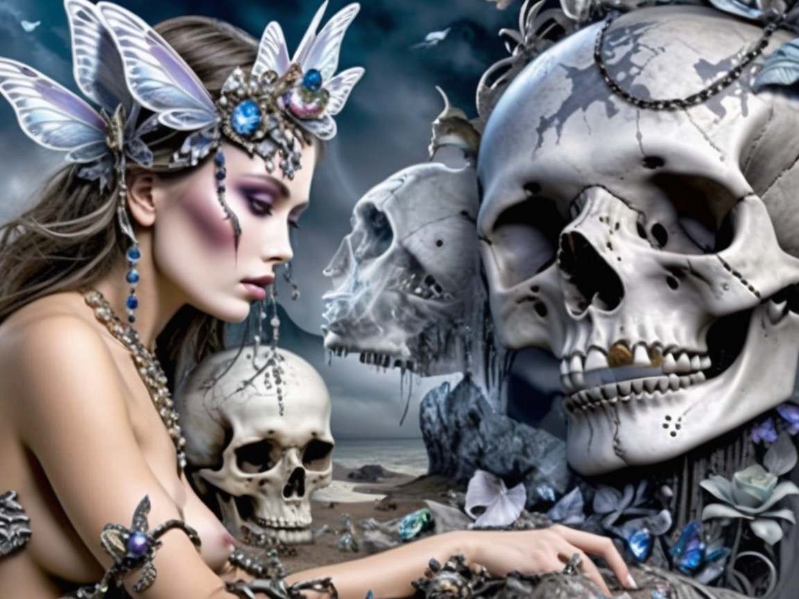 Mystical Woman with Jewelry in Surreal Landscape