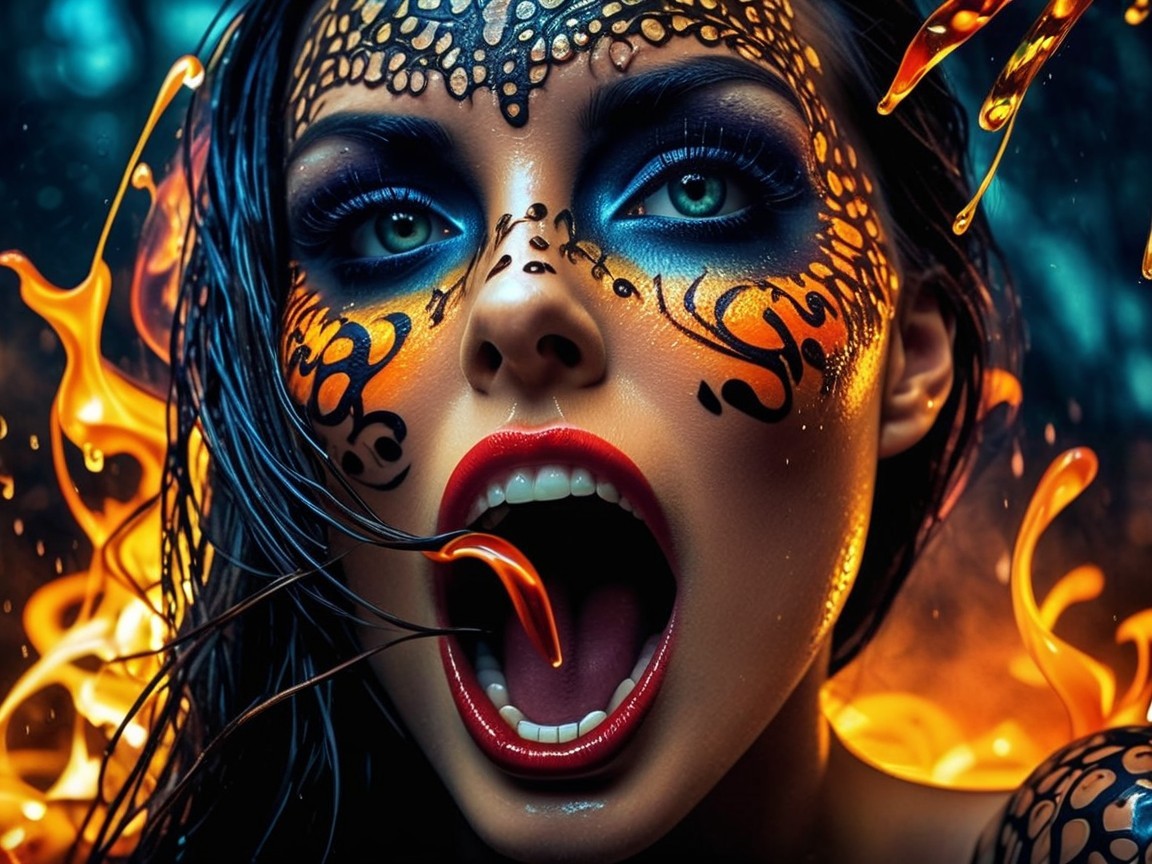 Portrait of a Woman with Butterfly Face Paint