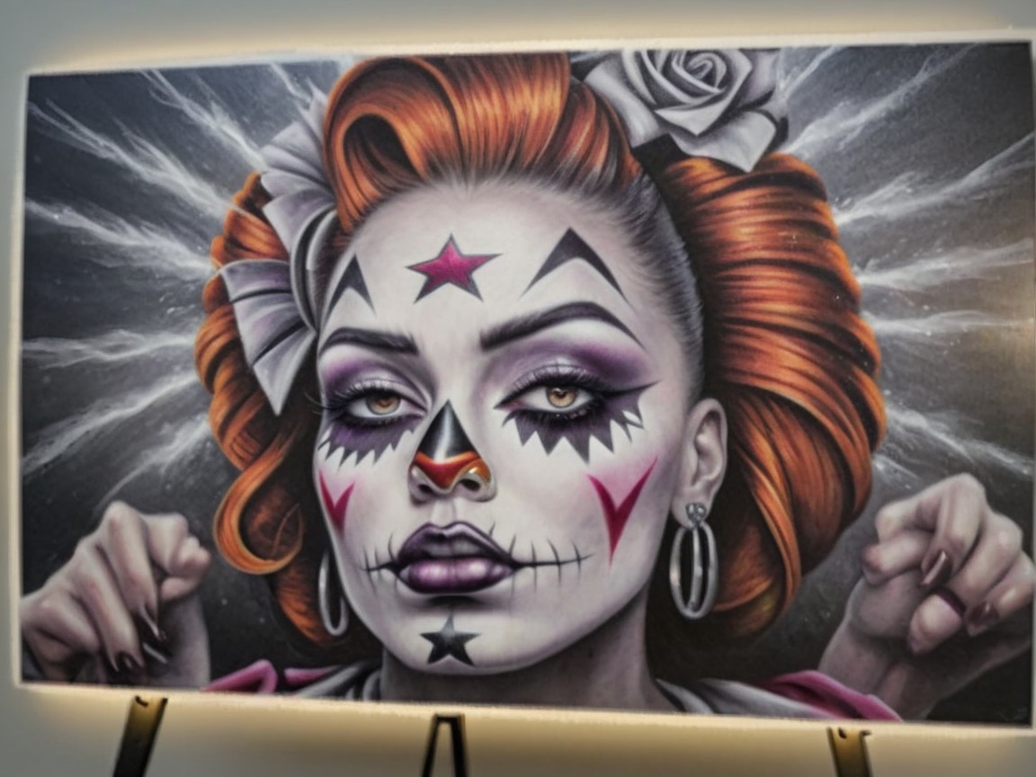 Clown-Inspired Character Portrait with Bold Makeup