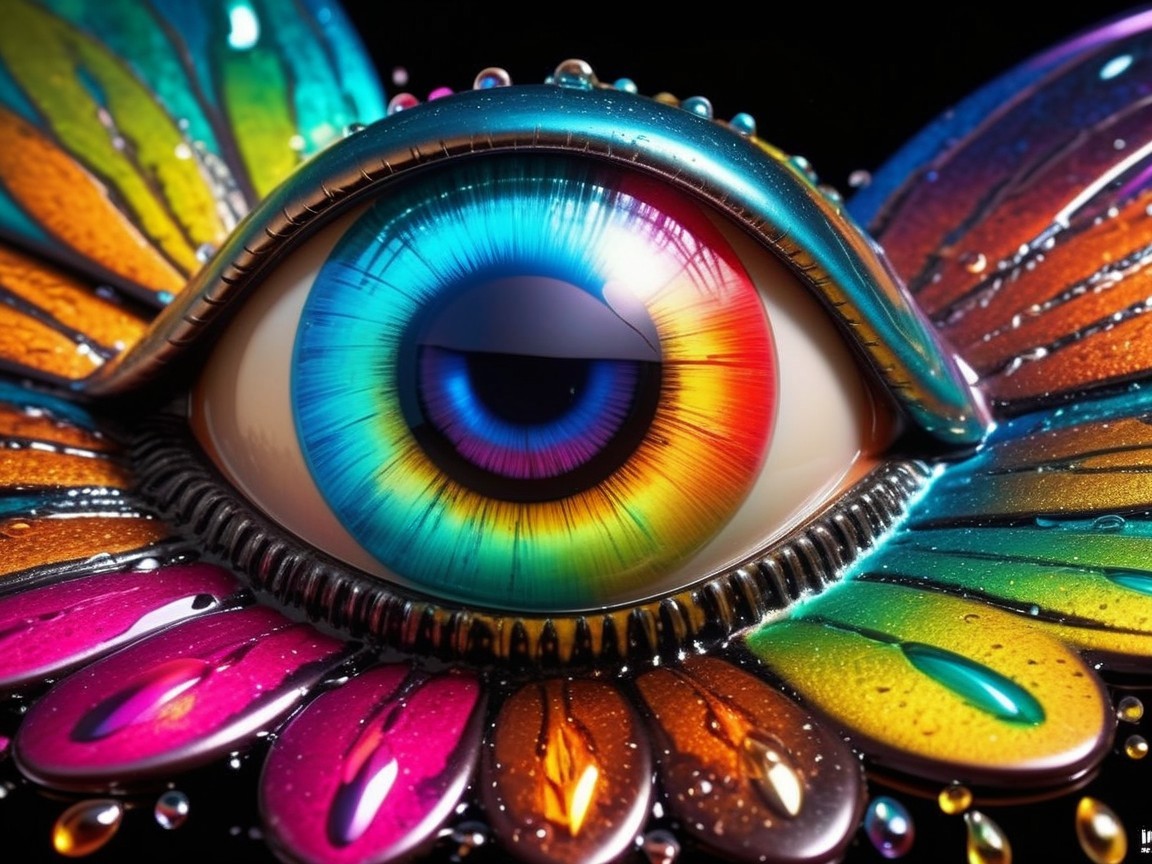 Colorful Eye Surrounded by Vibrant Butterfly Wings
