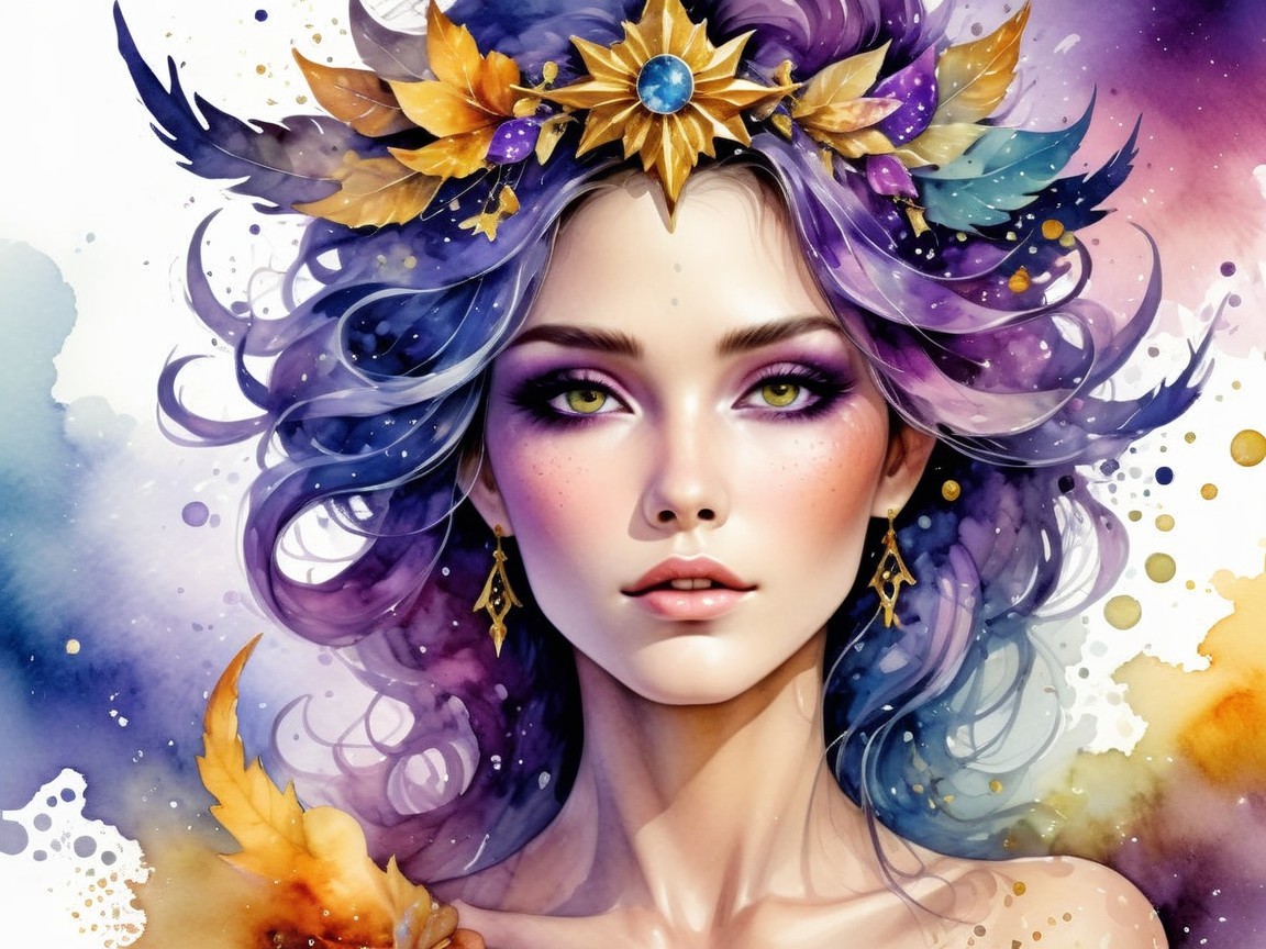 Portrait of a Young Woman with Colorful Hair and Makeup