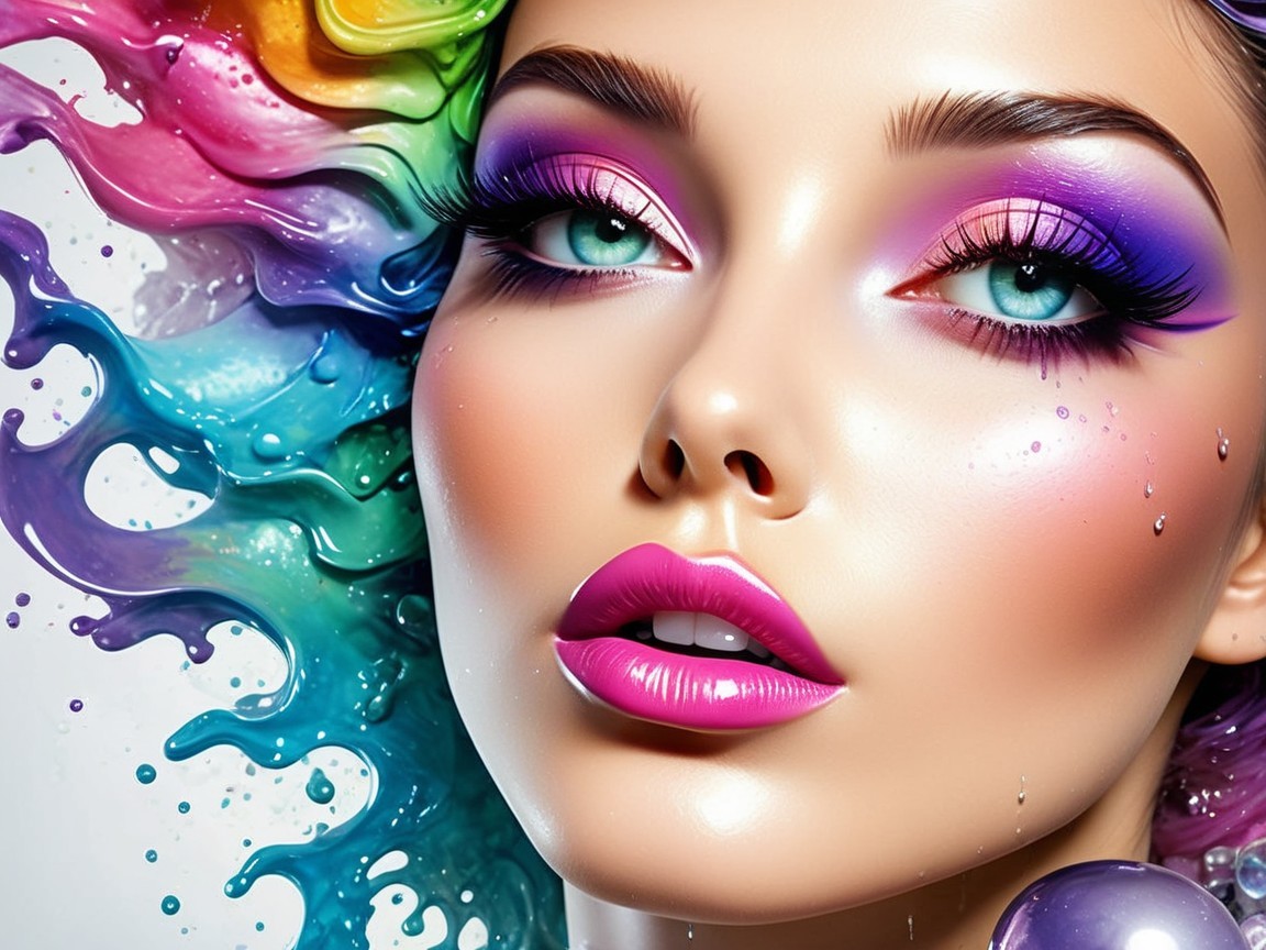 Vibrant Portrait of a Woman with Colorful Hair