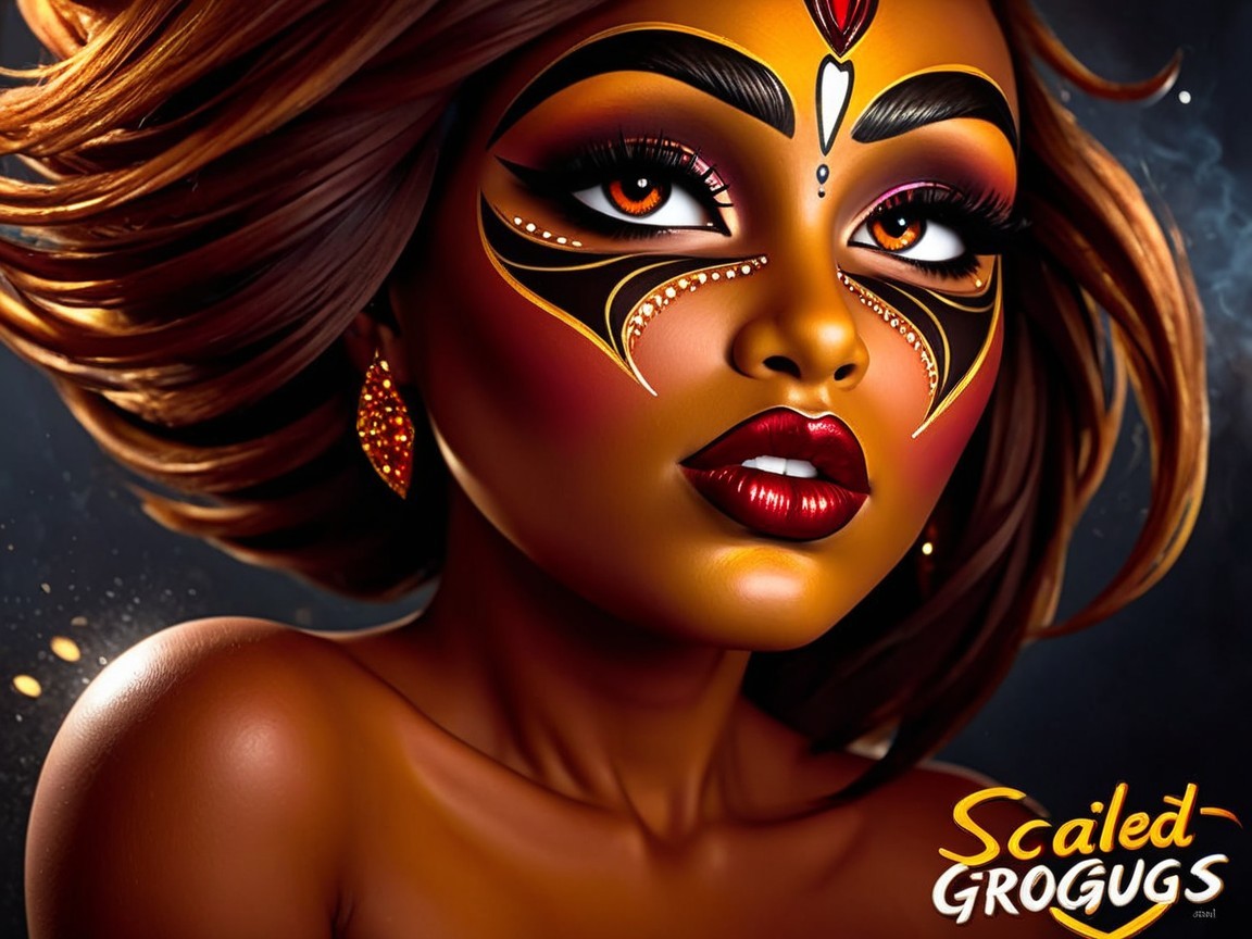 Character with Golden Skin and Intricate Face Paint