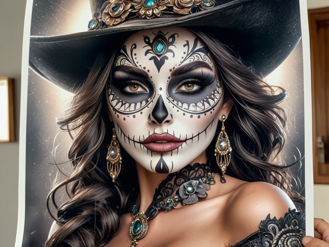 Portrait of Woman in Day of the Dead Tradition