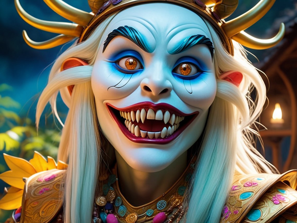 Vibrant Whimsical Character in Enchanted Setting