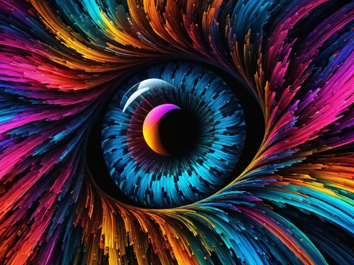 Vibrant Swirling Eye Design with Colorful Strands