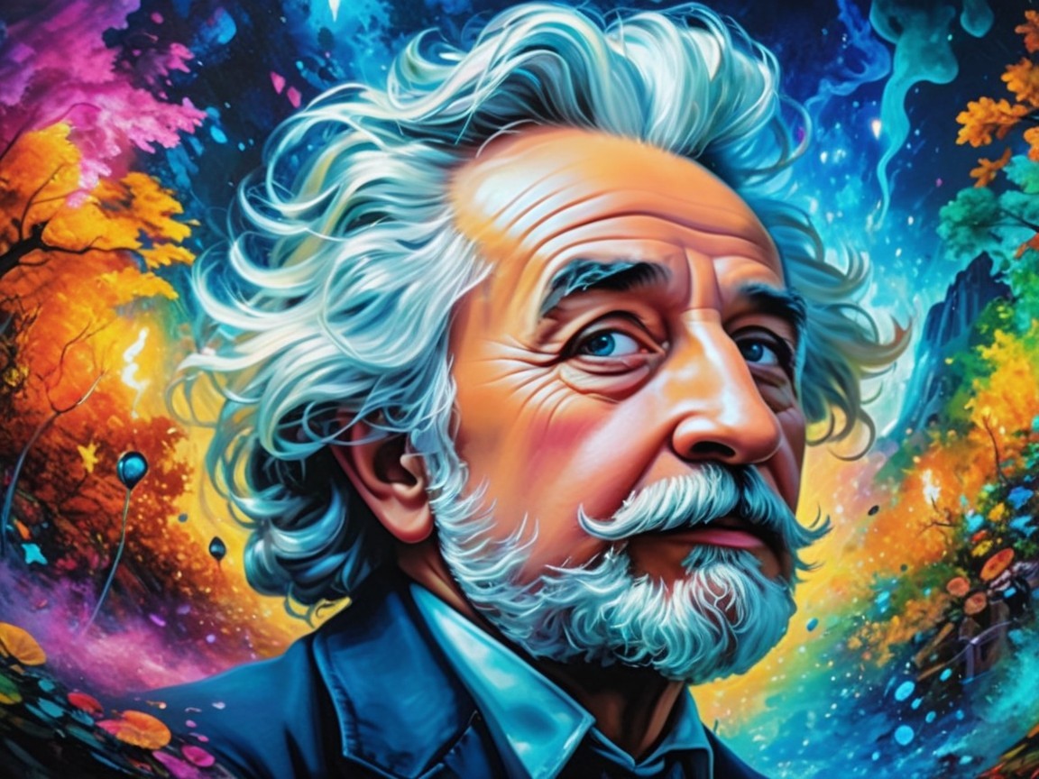 Distinguished Older Man in Cosmic Background