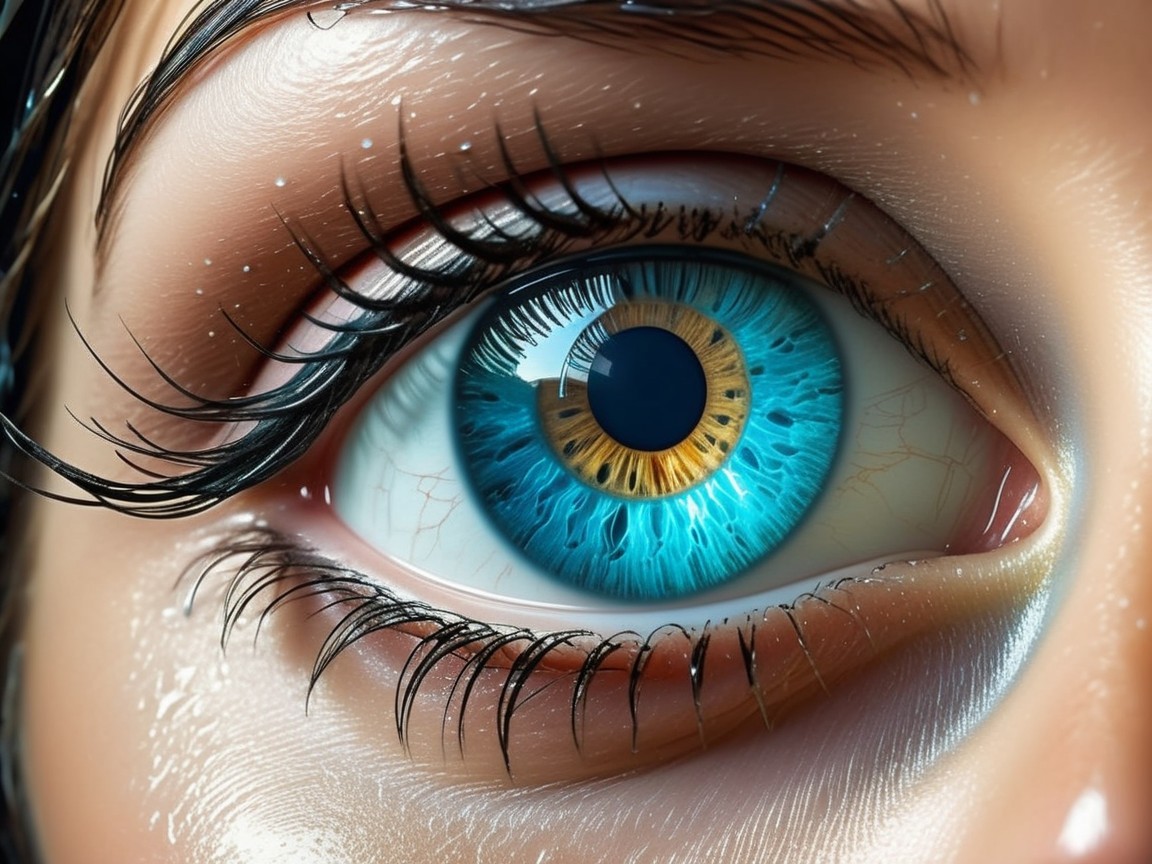 Close-Up of a Human Eye with Blue and Orange Iris