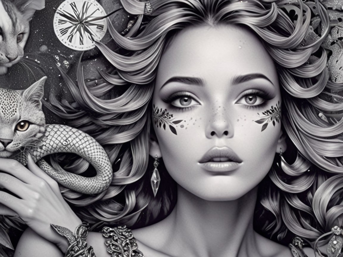 Mystical Woman in Enchanting Black and White