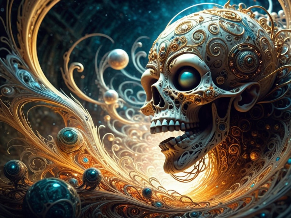 Intricate Skull Design with Ornate Patterns and Colors