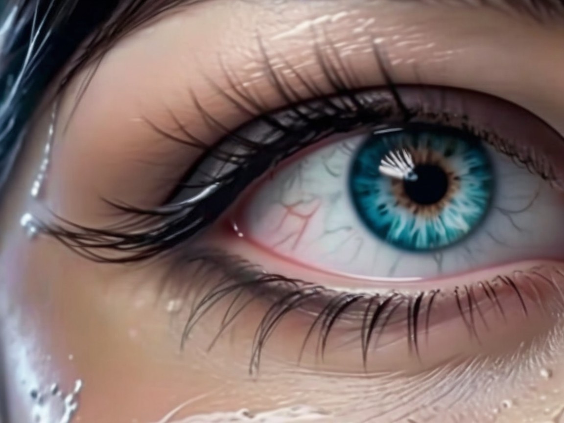 Close-up of a vibrant blue eye with intricate details