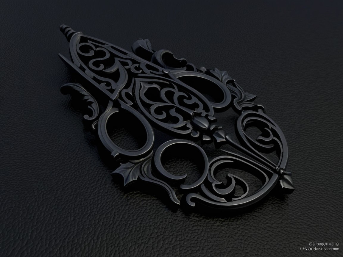 Intricate Black Ornamental Design with Filigree Details