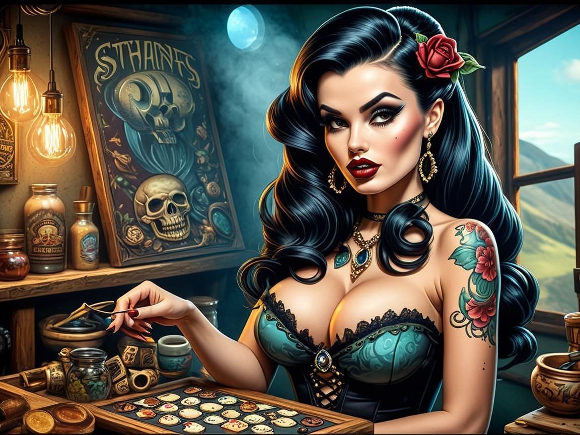 Glamorous Woman in Cozy Room with Vintage Decor