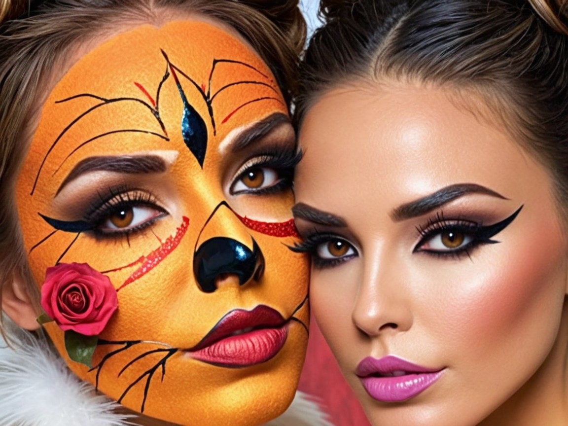 Women with Artistic Makeup and Sugar Skull Designs