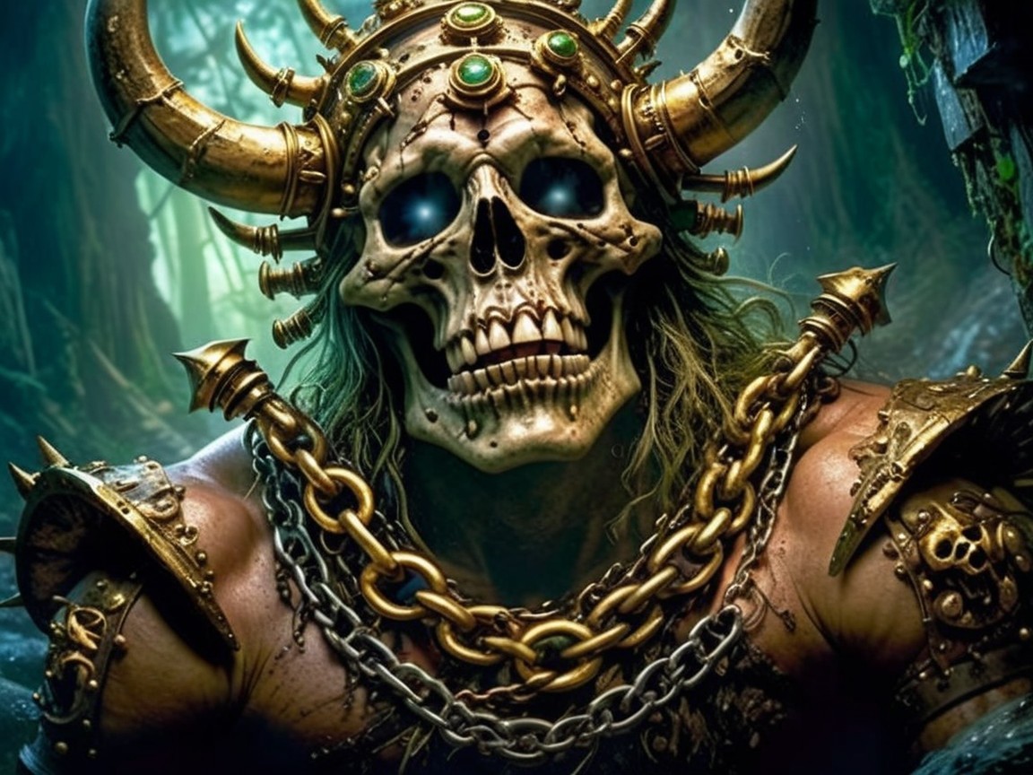 Skeletal Figure in Ornate Armor in Dark Fantasy Setting