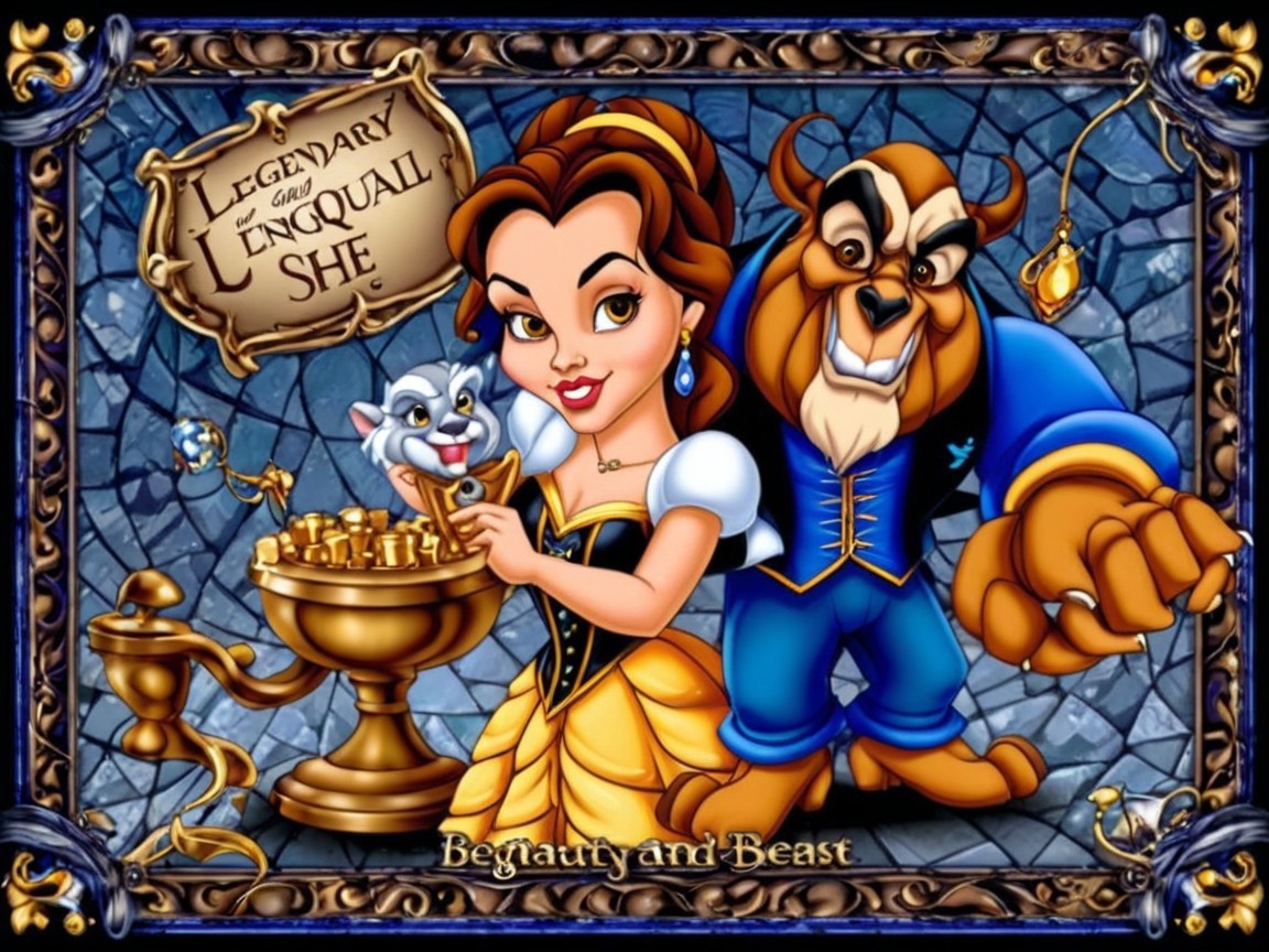Colorful Animated Scene of Belle and the Beast
