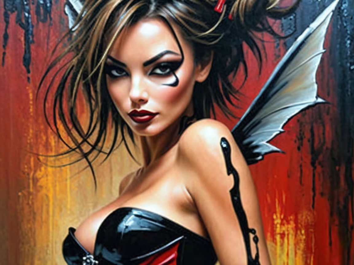 Stylized Gothic Portrait of a Woman with Dramatic Colors
