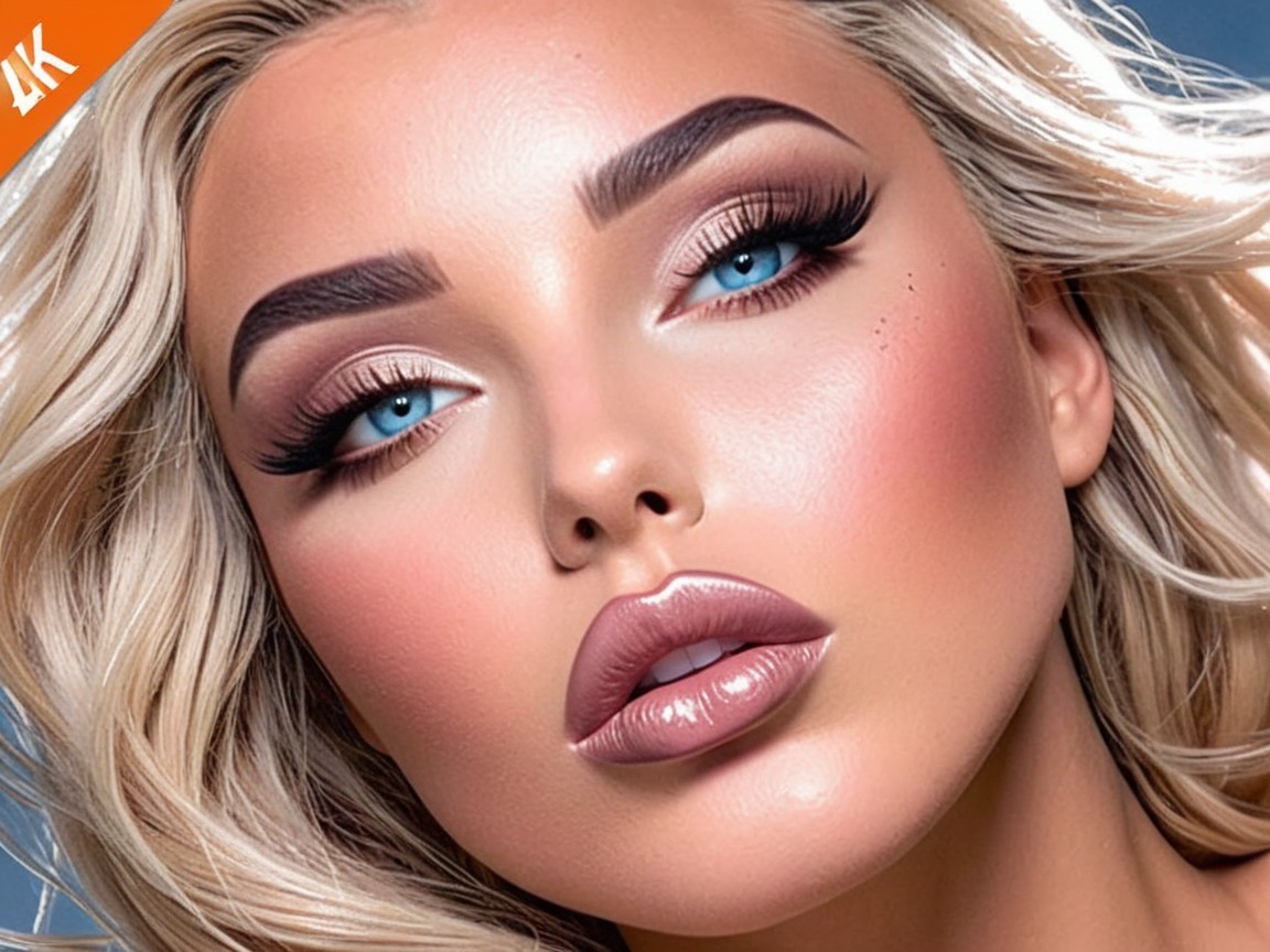 Close-Up of a Woman's Face with Bold Makeup Features