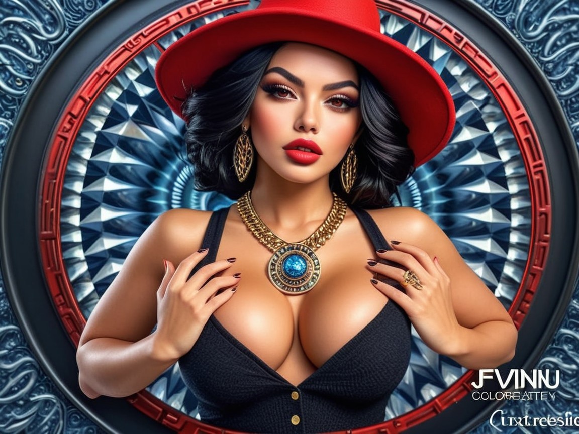 Glamorous woman in striking fashion and vibrant background