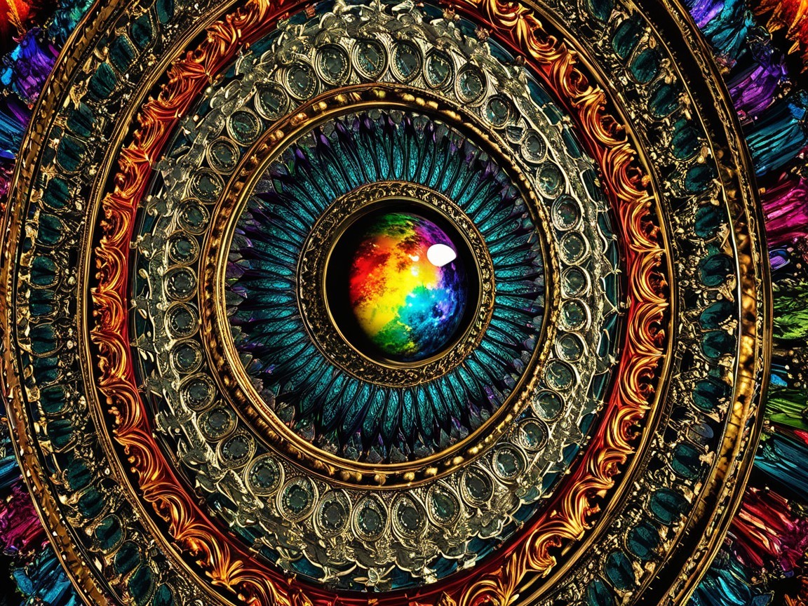Intricate Circular Design with Luminous Center Eye