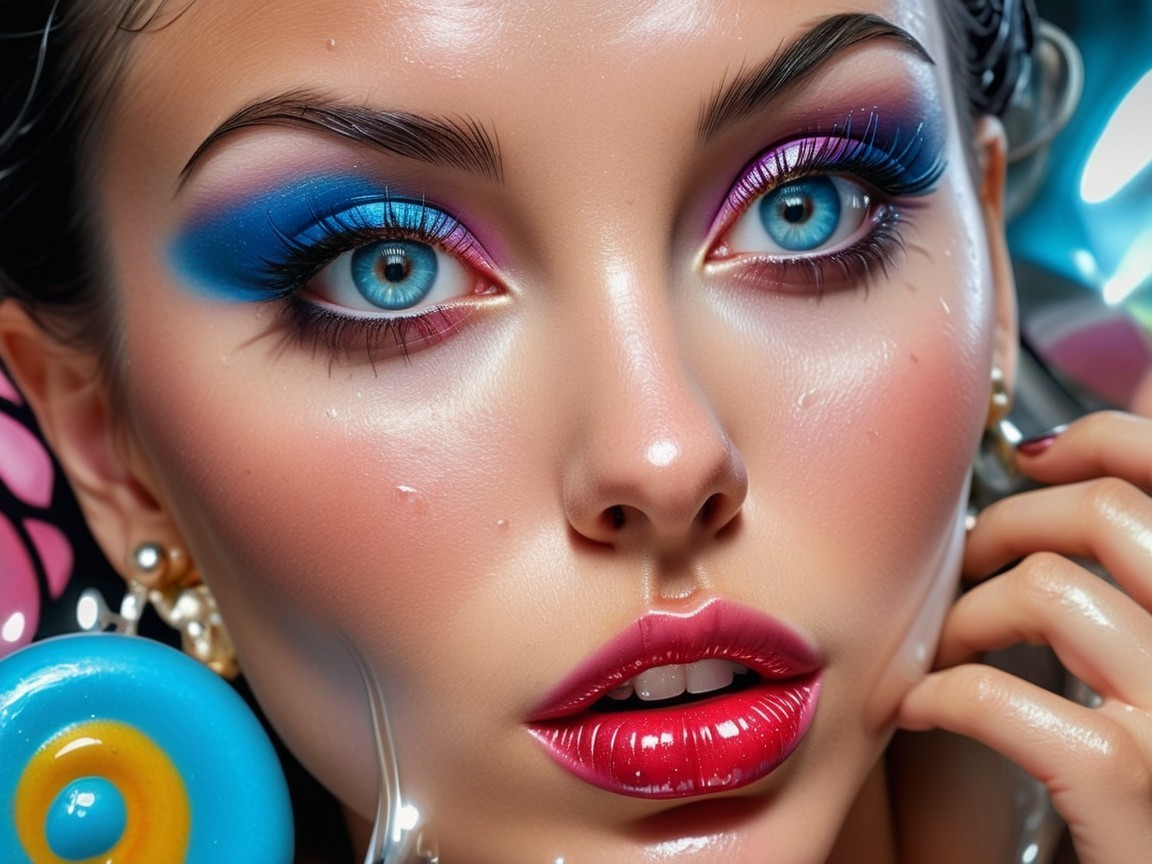 Close-Up Portrait of a Young Woman with Blue Eyes