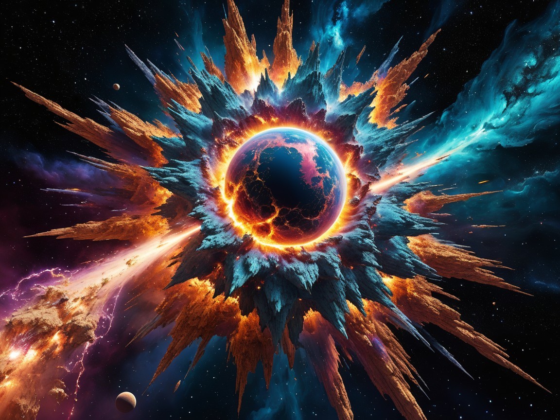 Cosmic Explosion with Vibrant Colors and Formations