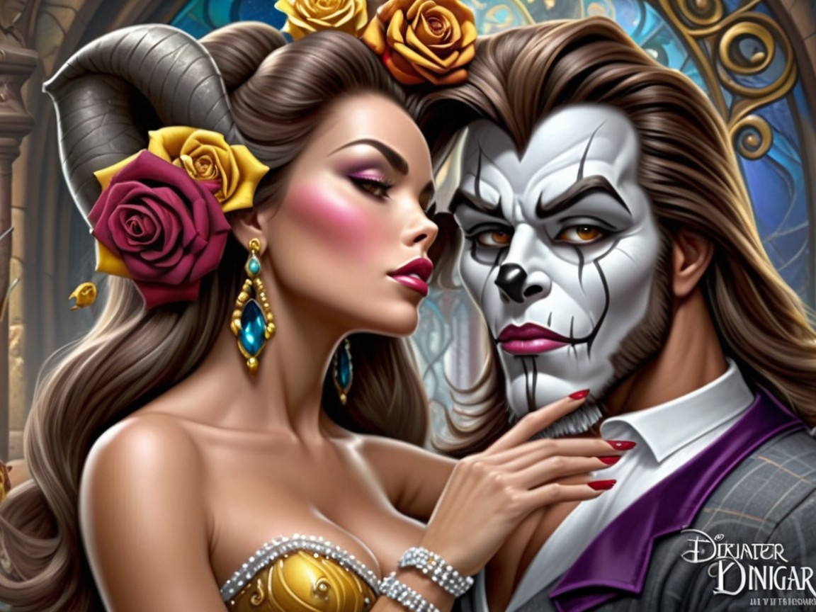 Stylized Couple with Elegant and Dramatic Elements
